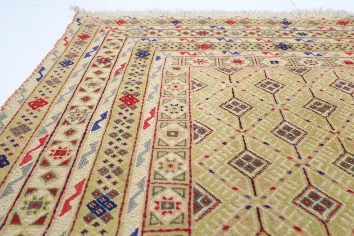 160 x 186 cm | Flat Weave Afghan Tribal Hand Knotted Veg Dye Wool Kilim