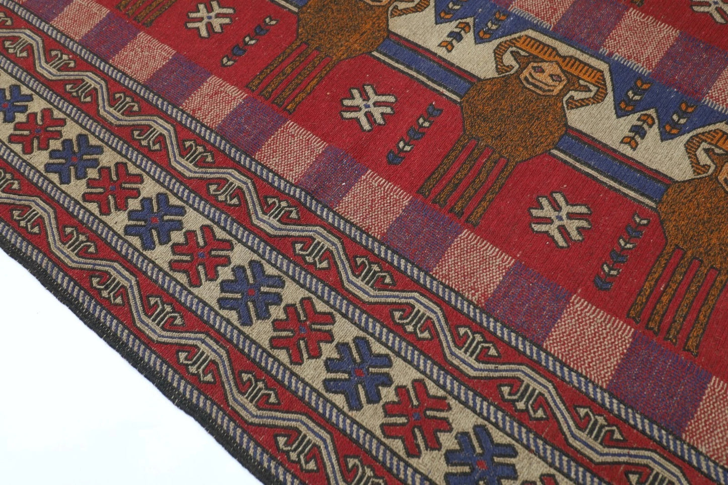 192 x 271 cm | Barjesta Flat Weaved Afghan Tribal Hand Knotted Wool Carpet kilim
