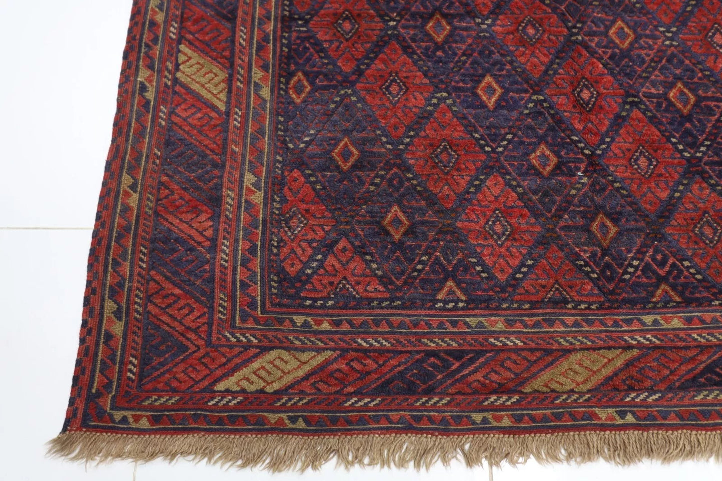 195 x 282 cm | Barjesta Red Flat Weaved Afghan Tribal Hand Knotted Carpet Kilim