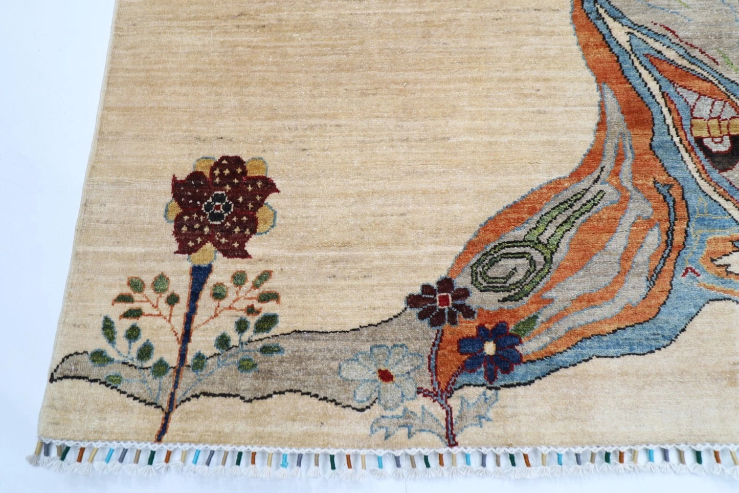 176 x 247 cm | Beige Afghan Tribal Hand Knotted Veg Dye Wool Carpet