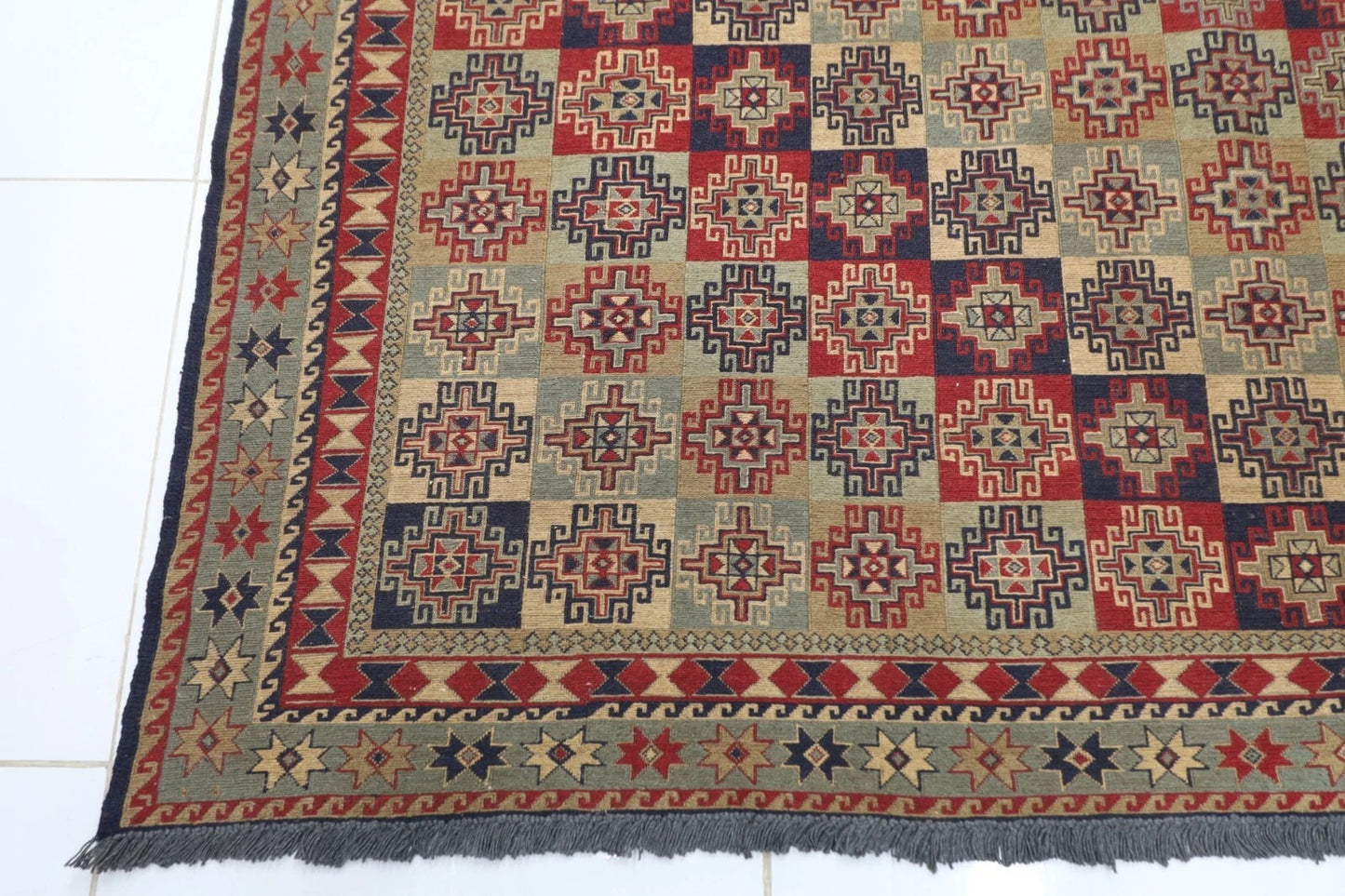 229 x 301 cm | Sumak Afghan Tribal Hand Knotted Kilim