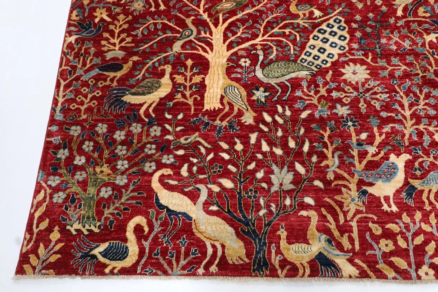 303 x 419 cm | Birds Red Afghan Tribal Hand Knotted Carpet