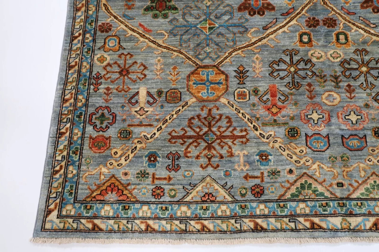 182 x 270 cm | Gray Afghan Tribal Hand Knotted Veg Dye Wool carpet