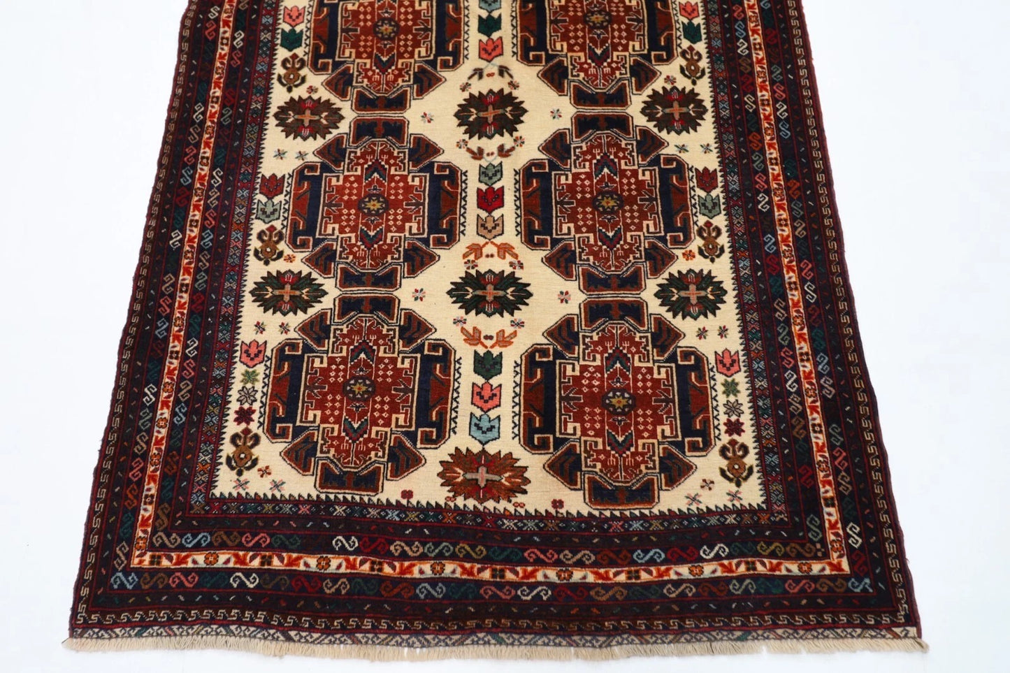113 x 204 cm | Baluch Afghan Tribal Hand Knotted Veg Dye Wool carpet