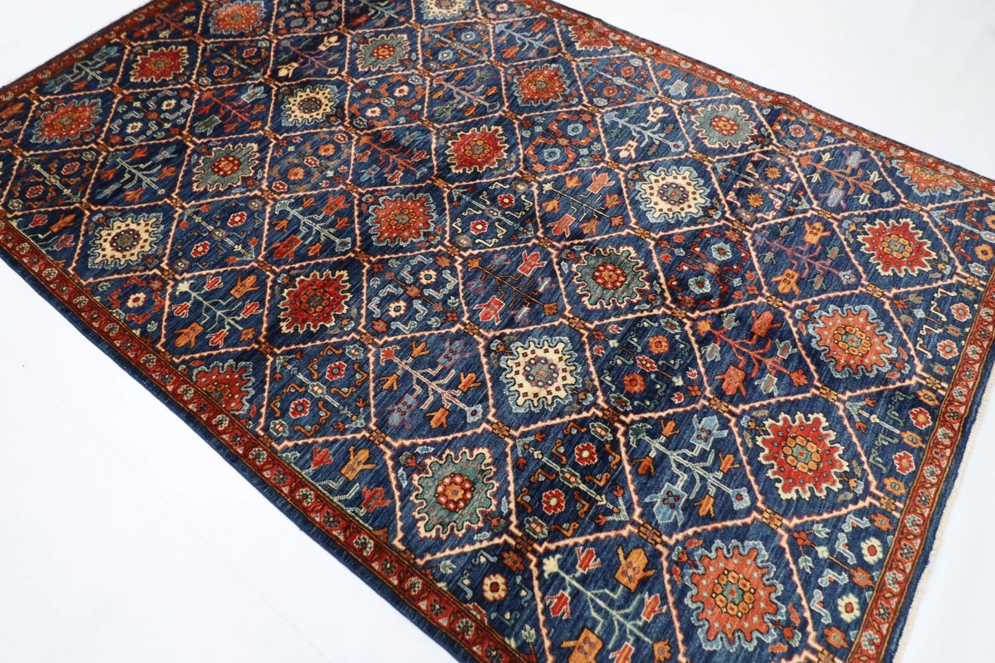 180 x 274 cm | Afghan Blue Tribal Hand Knotted Veg Dye Wool carpet