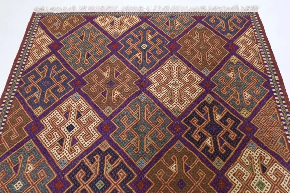 153 x 199 cm | Flat Weave Afghan Tribal Hand Knotted Veg Dye Wool Kilim