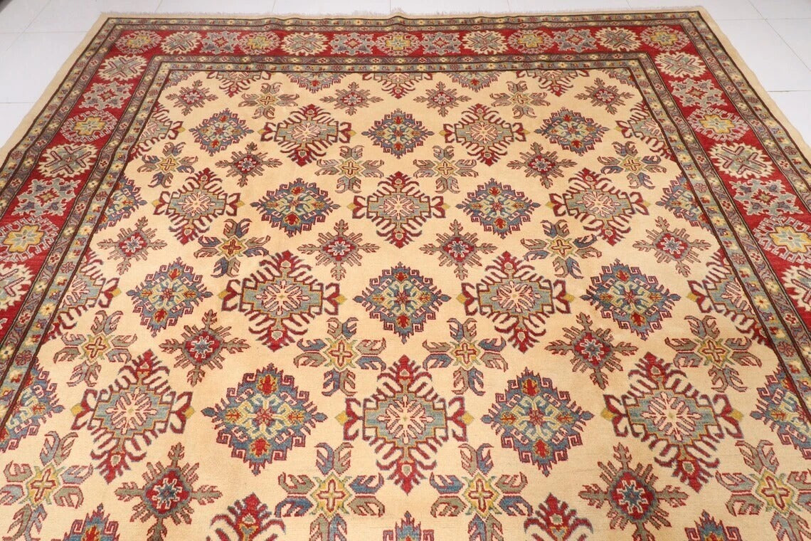 305 x 424 cm | Yakkish Beige Afghan Tribal Hand Knotted Carpet