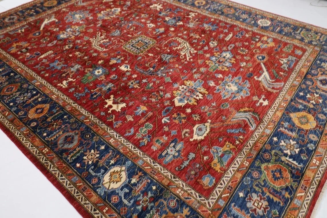 275 x 356 cm | Red Oriental Afghan Tribal Hand Knotted Carpet
