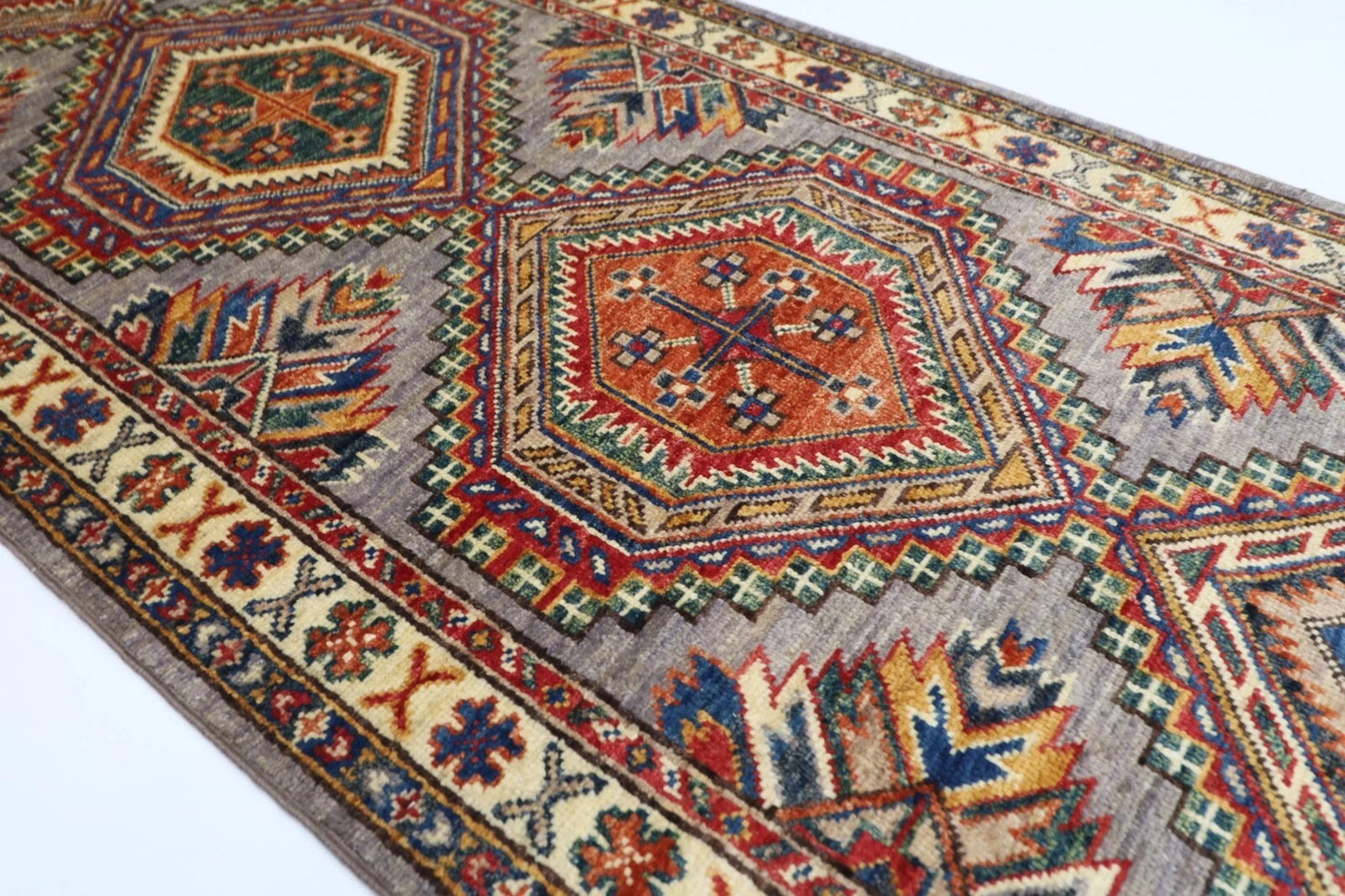 75 x 242 cm | Kazak Afghan Tribal Hand Knotted Wool Runner