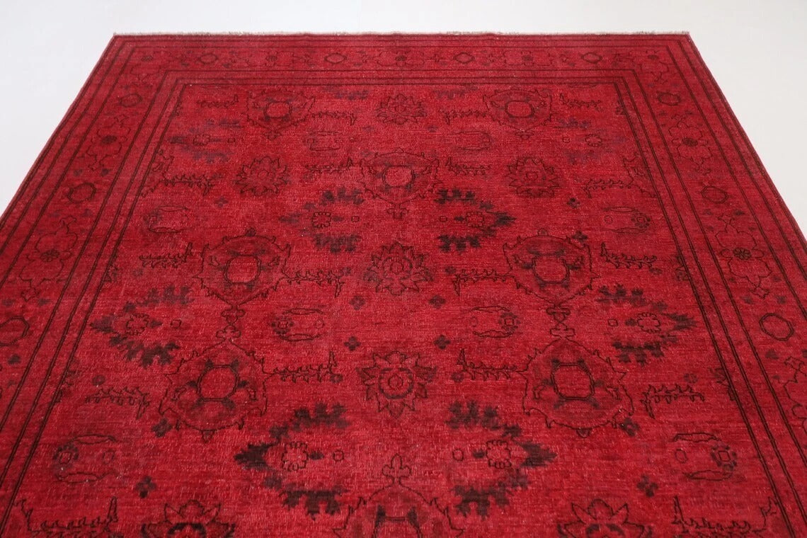235 x 285 cm | Over Dyed Afghan Tribal Hand Knotted Carpet