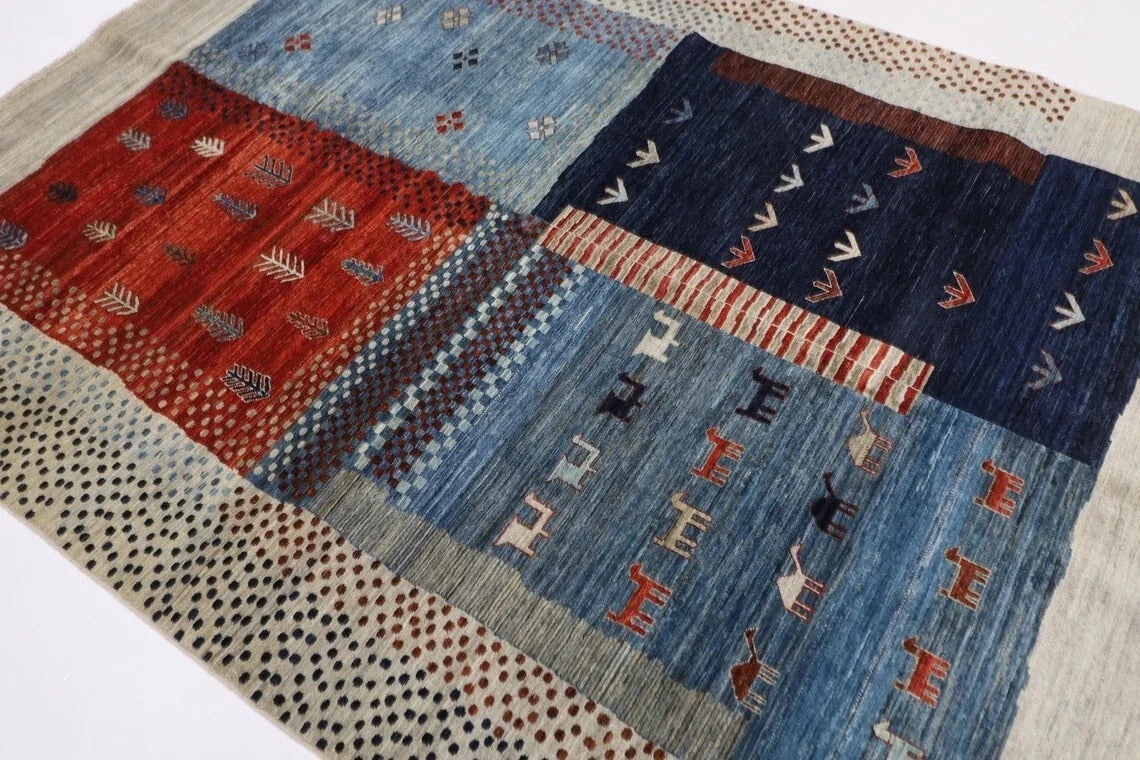 191 x 266 cm | Landscape Gabbeh Afghan Tribal Hand Knotted Veg Dye Wool Carpet
