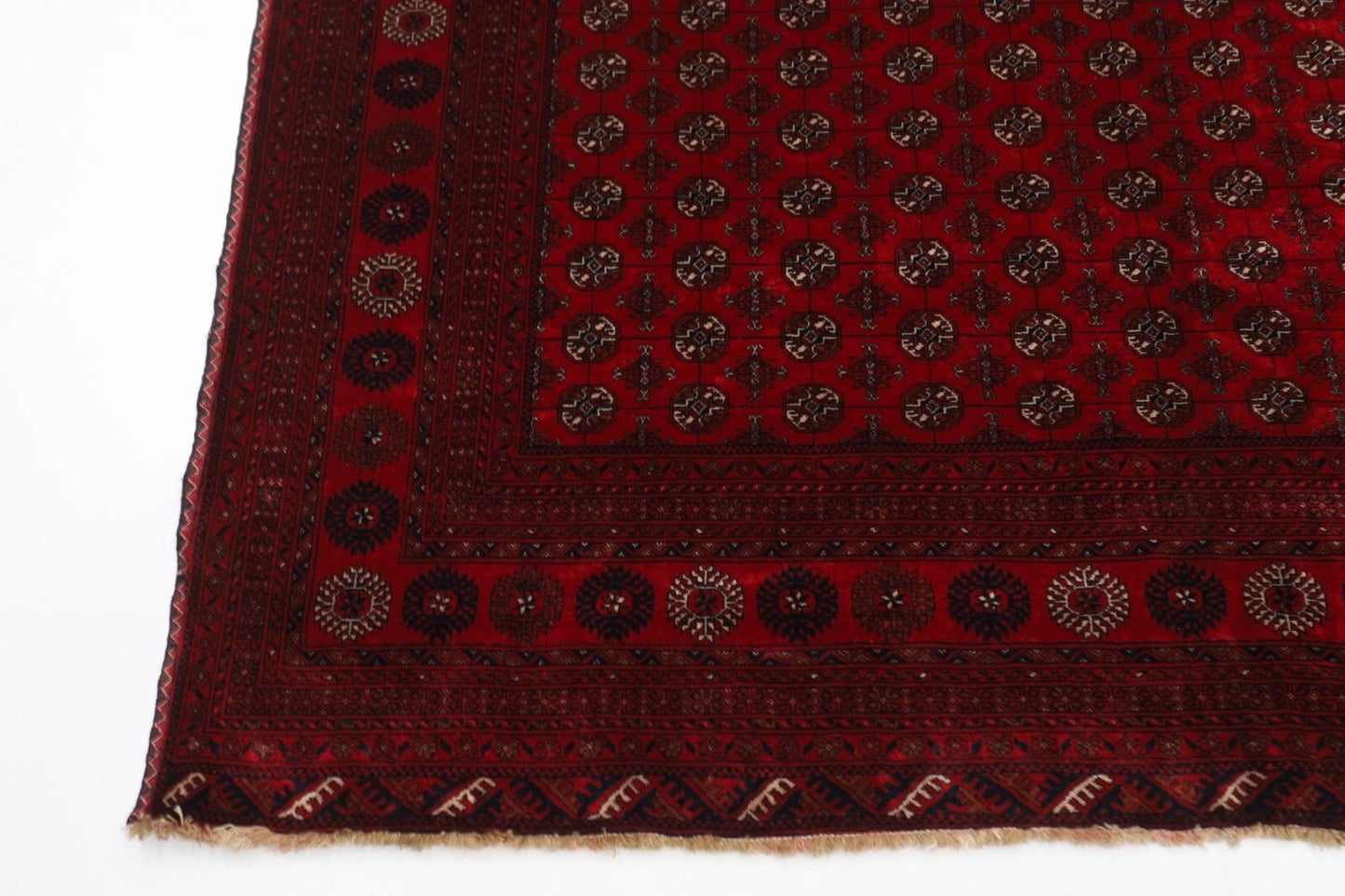 208 x 252 cm | Fine Mori Bokhara Afghan Tribal Hand Knotted Carpet