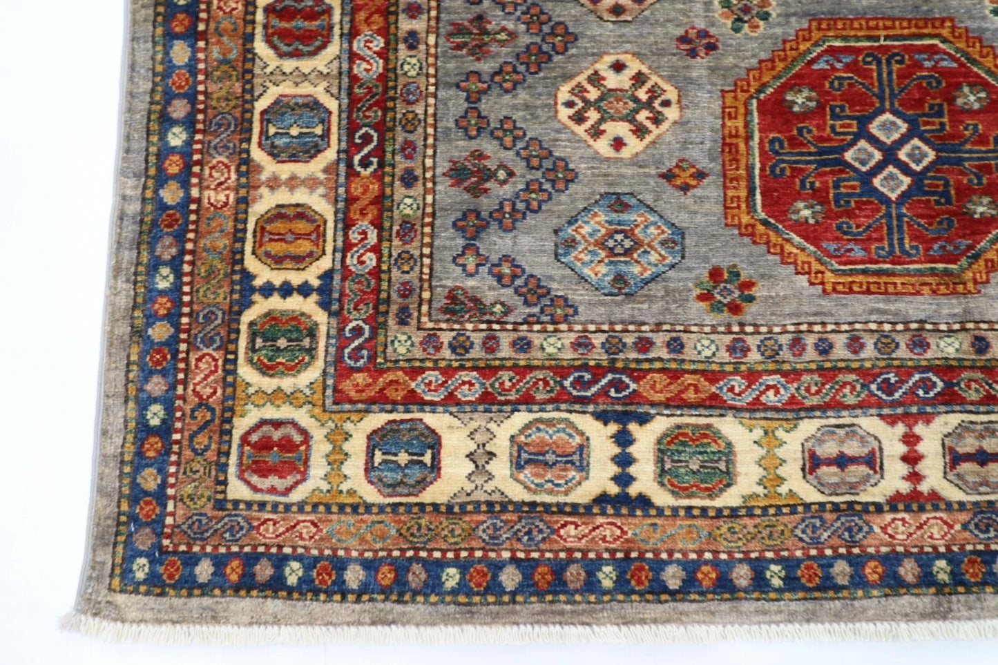 150 x 208 cm | Kazak Afghan Tribal Hand Knotted Veg Dye Wool carpet