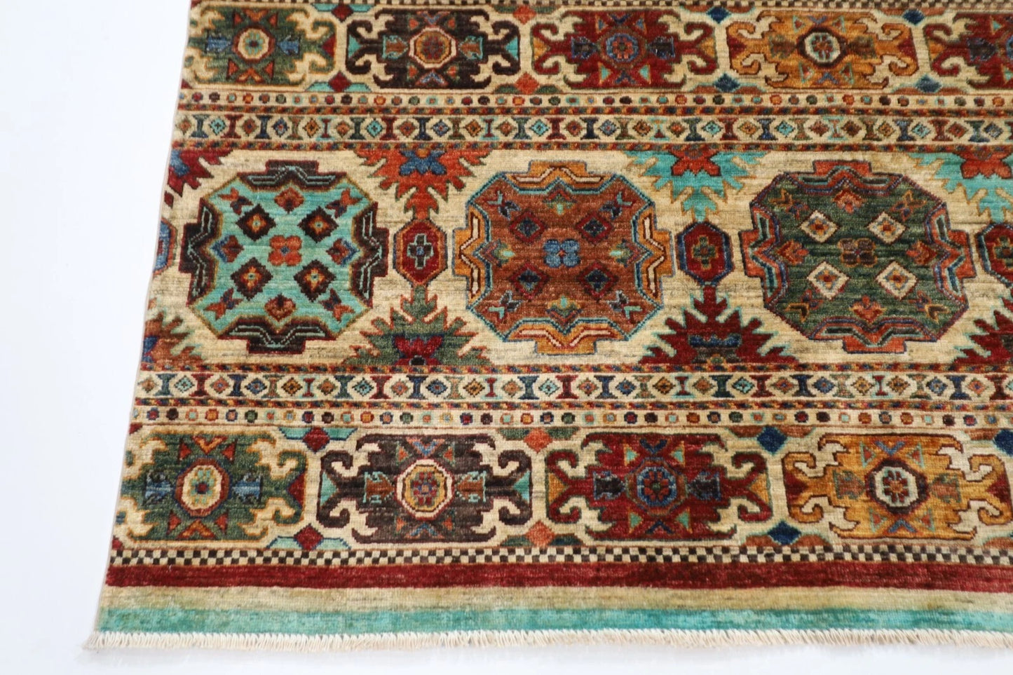 179 x 247 cm | Khorjun Afghan Tribal Hand Knotted Veg Dye Wool Carpet