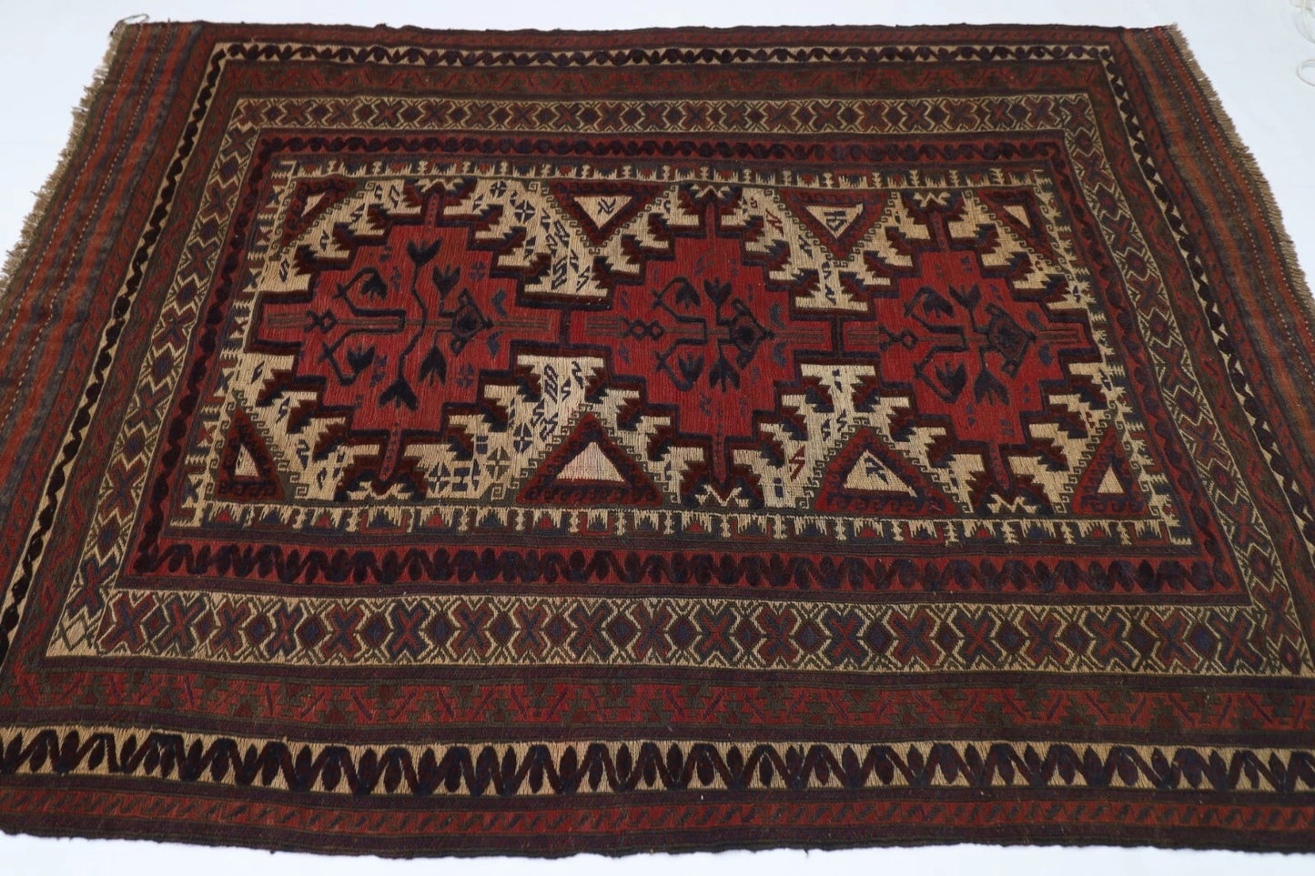 177 x 254 cm | Vintage Kilim Afghan Tribal Hand Knotted Veg Dye Wool Carpet