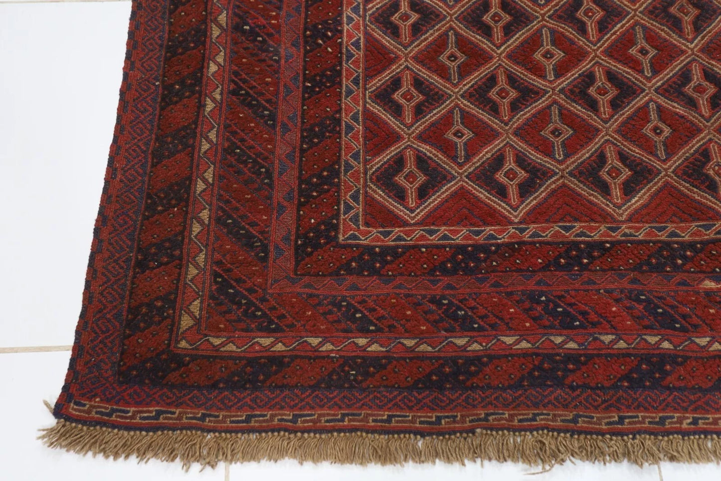 190 x 259 cm | Barjesta Red Flat Weaved Afghan Tribal Hand Knotted Carpet Kilim