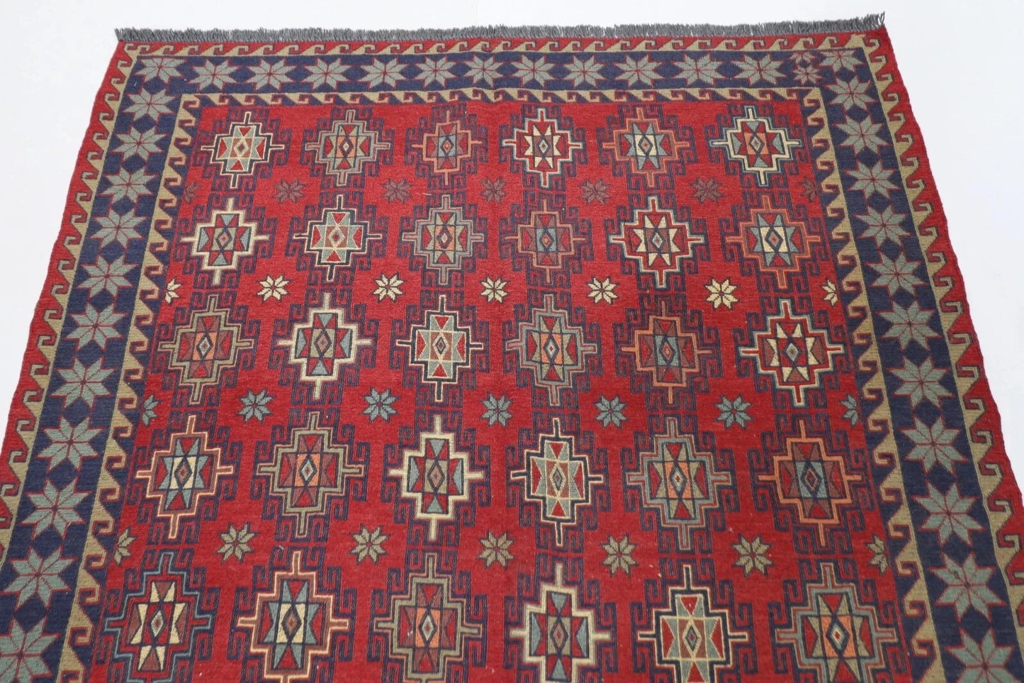 136 x 181 cm | Sumak Tribal Hand Knotted Veg Dye Wool Kilim