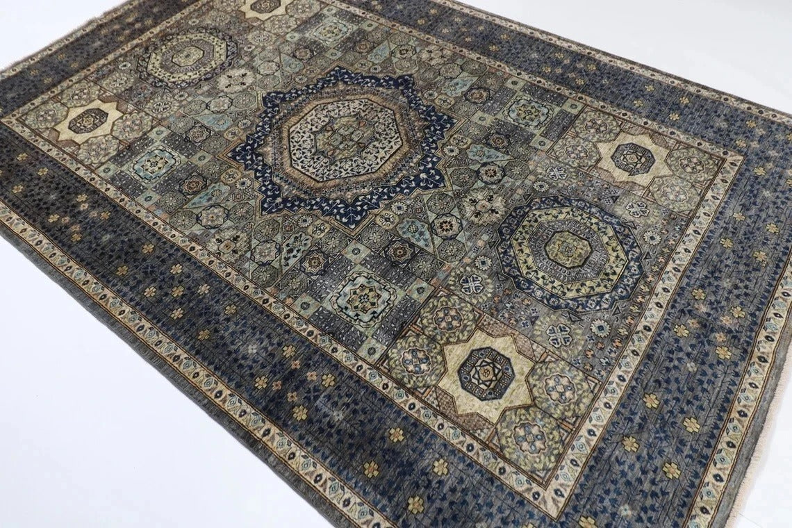 183 x 269 cm |  High Quality Mamluk Gray Afghan Tribal Hand Knotted Veg Dye Wool carpet