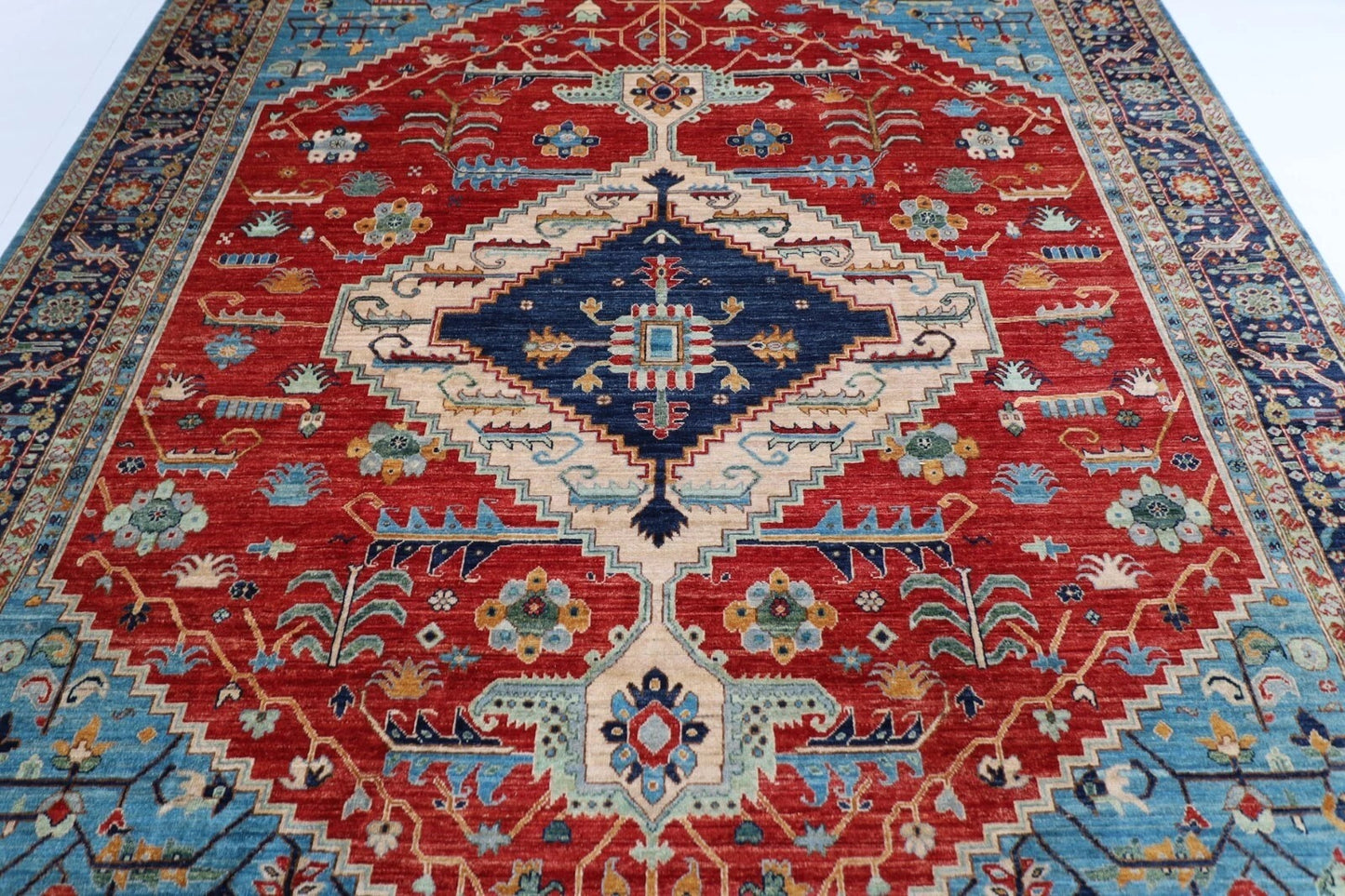 277 x 363 cm | Serapi Afghan Tribal Hand Knotted Carpet
