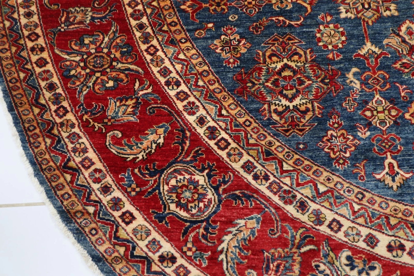 305 x 310 cm | Kazak Afghan Tribal Hand Knotted Wool Round Carpet