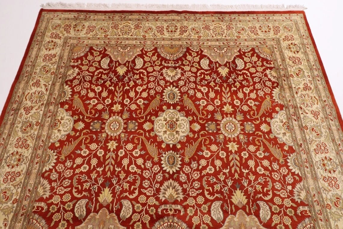 182 x 276 cm | Floral Red Afghan Tribal Hand Knotted Veg Dye Wool Carpet