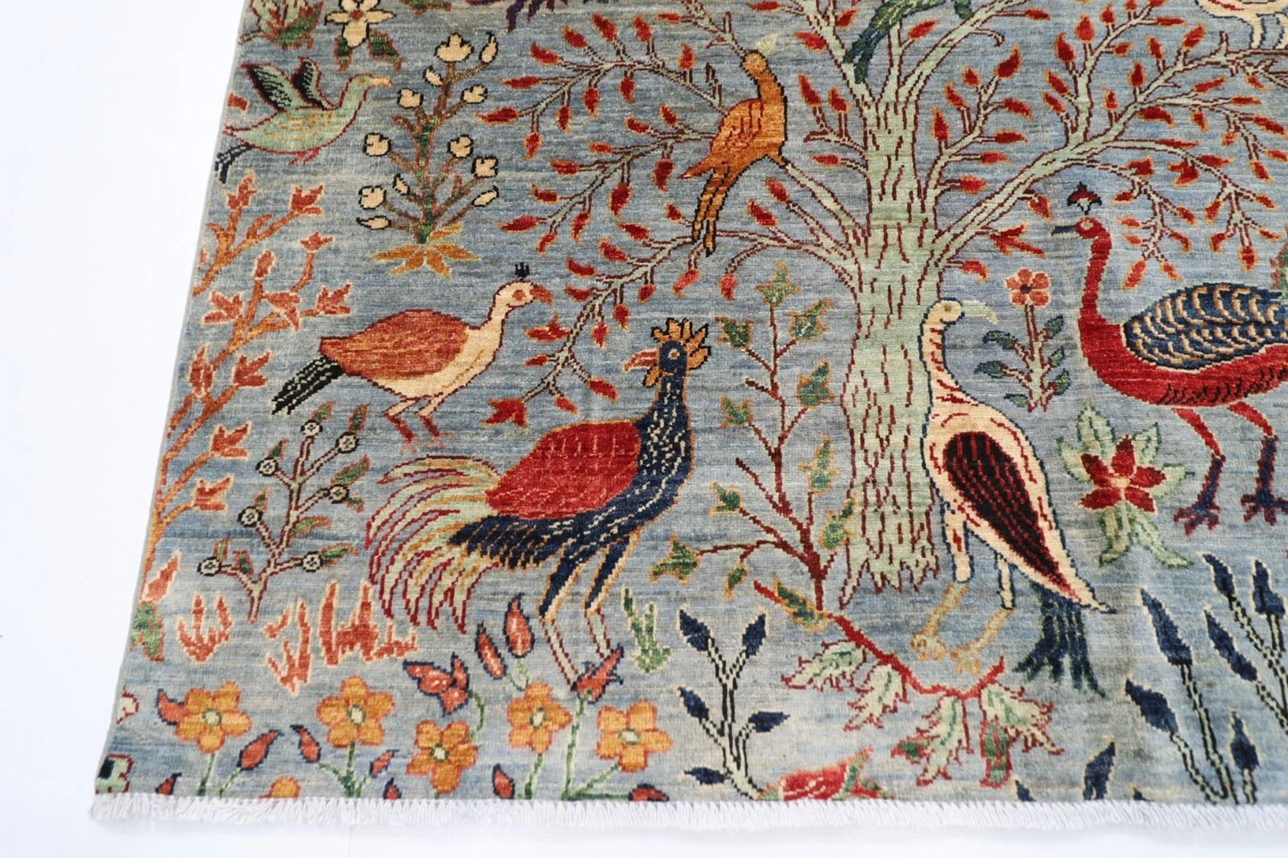 176 x 268 cm | Birds Gray Afghan Tribal Hand Knotted Veg Dye Wool carpet