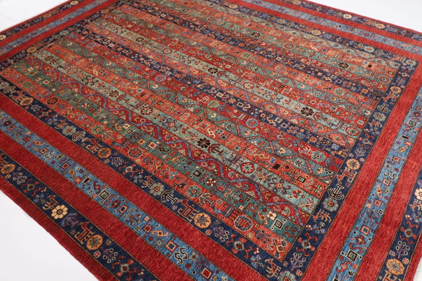 245 x 288 cm | Shawl Afghan Tribal Hand Knotted Carpet