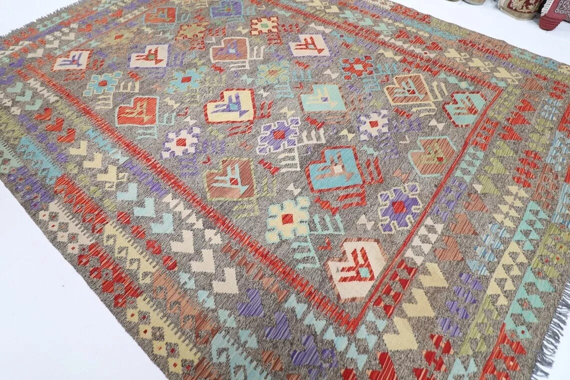 267 x 350 cm | Flat Weaved Afghan Tribal Hand Knotted Kilim