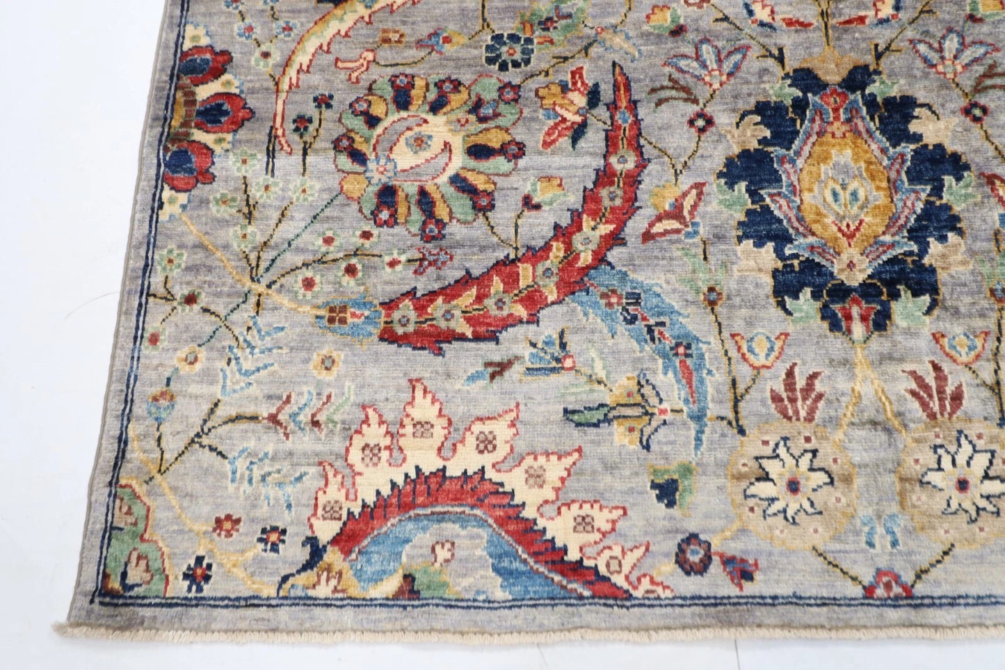 173 x 239 cm | Sickle Leaf Afghan Tribal Hand Knotted Veg Dye Wool Carpet