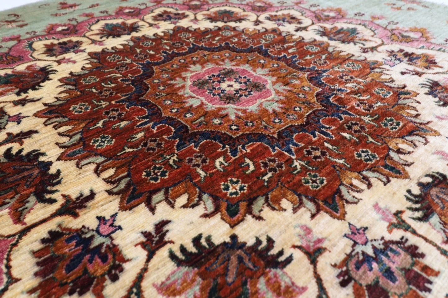 179 x 177 cm | Kazak Afghan Tribal Hand Knotted Wool Round Carpet