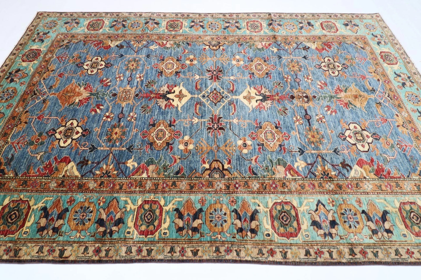 202 x 303 cm | Kazak Afghan Tribal Hand Knotted Carpet