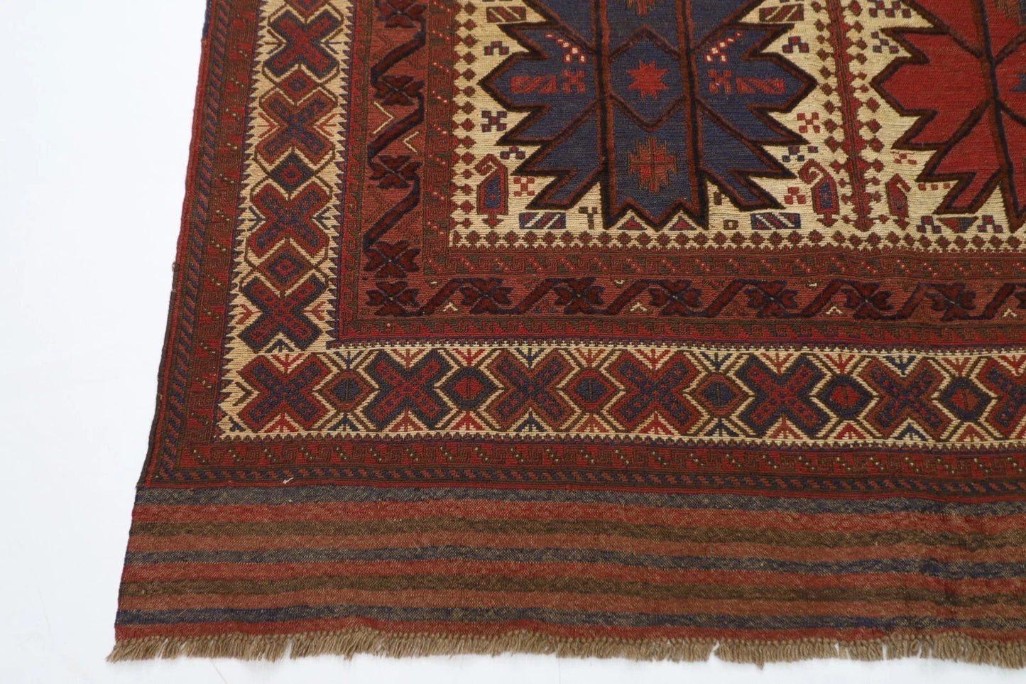 188 x 266 cm | Barjesta Flat Weaved Afghan Tribal Hand Knotted Wool Carpet kilim