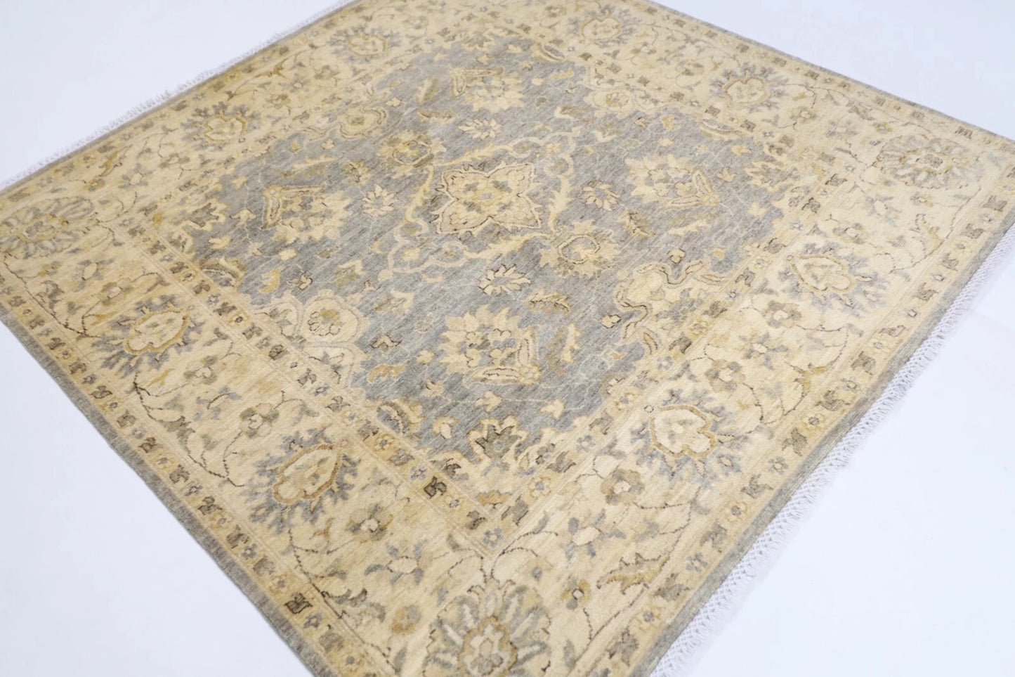 184 x 182 cm | Floral Afghan Tribal Hand Knotted Wool Carpet