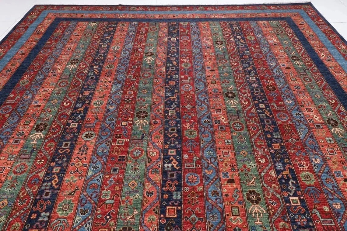 271 x 358 cm | Shawl Afghan Tribal Hand Knotted Carpet