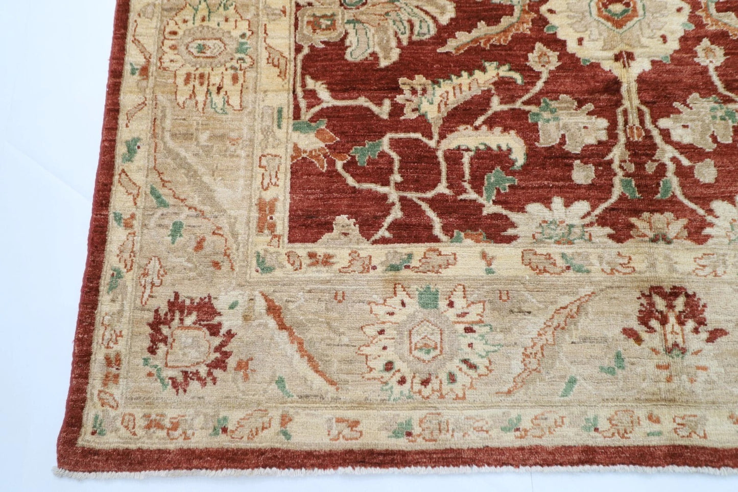 180 x 275 cm | Floral Red Afghan Tribal Hand Knotted Veg Dye Wool Carpet