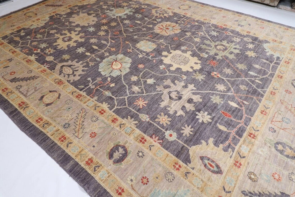 311 x 425 cm | Oushak Grey Afghan Tribal Hand Knotted Carpet
