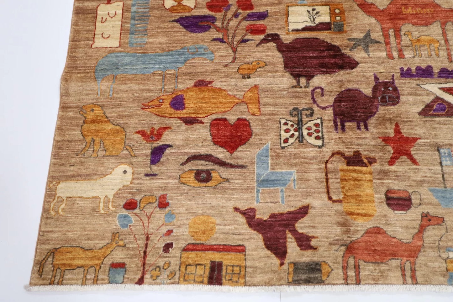 189 x 271 cm | Landscape Gabbeh Animal Afghan Tribal Hand Knotted Veg Dye Wool Carpet