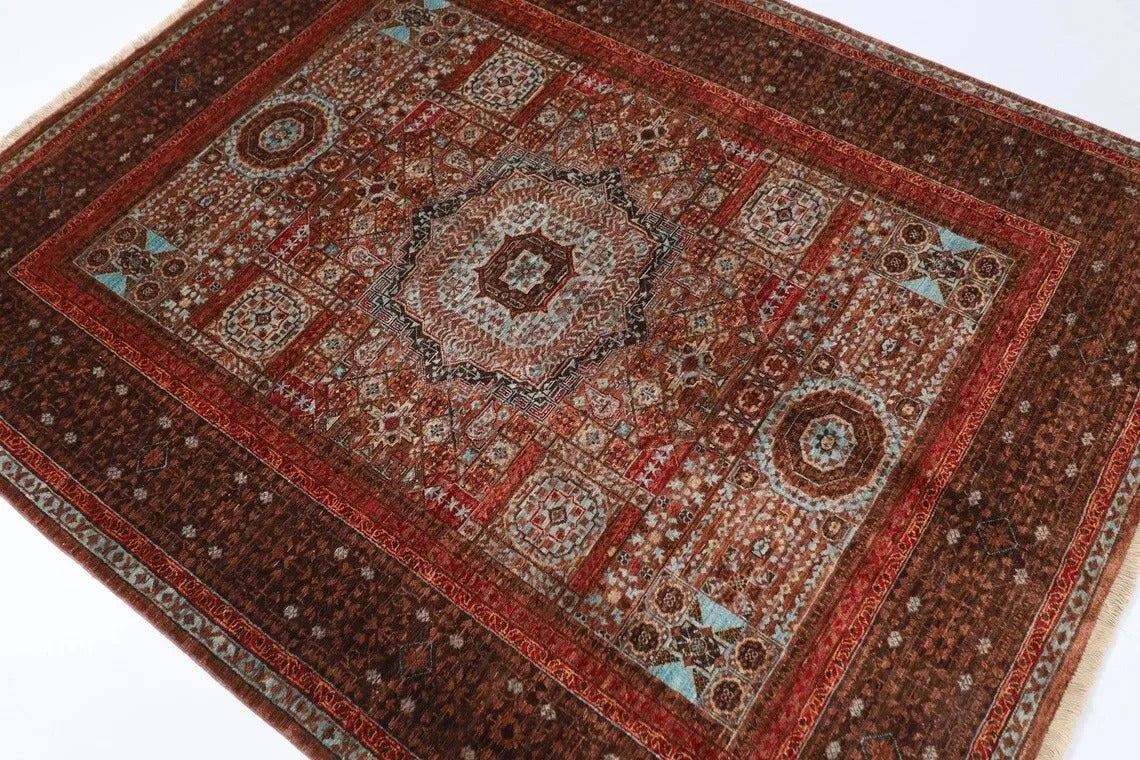 160 x 195 cm | Mamluk Afghan Tribal Hand Knotted Veg Dye Wool Carpet