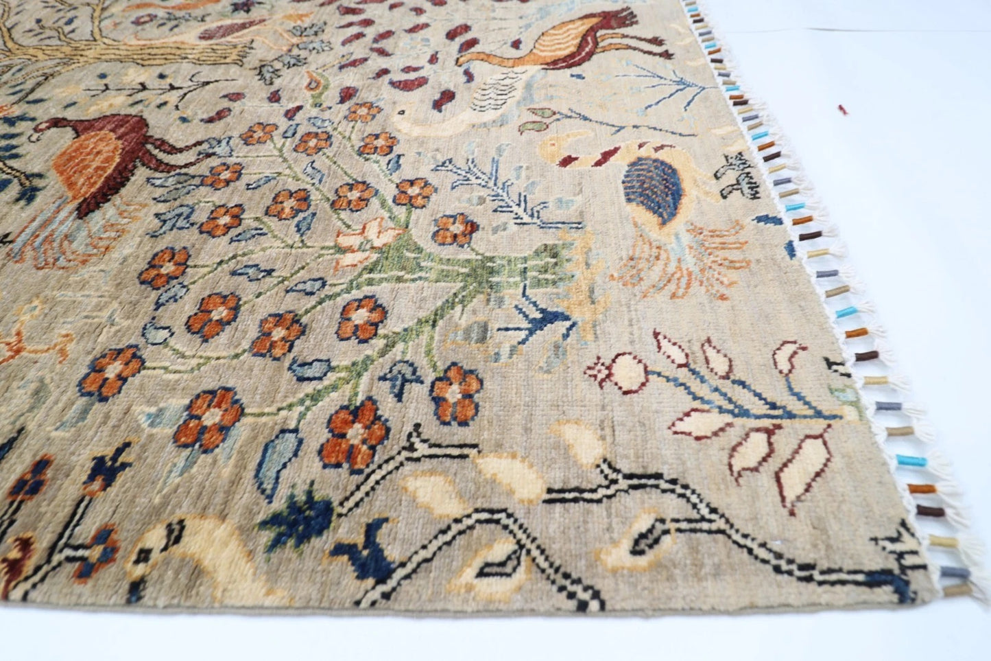 151 x 204 cm | Birds Afghan Tribal Hand Knotted Veg Dye Wool carpet