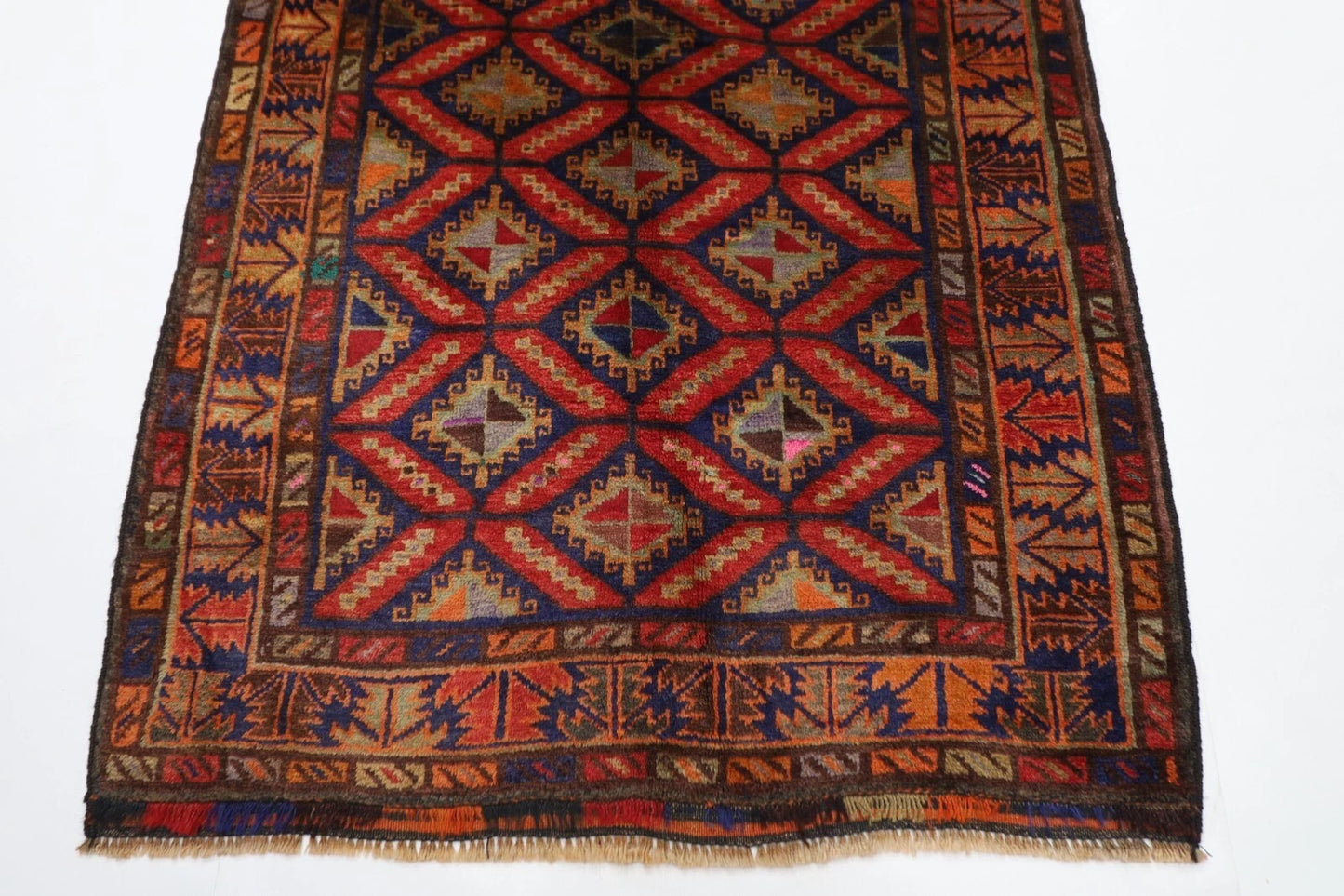 110 x 204 cm | Baluch Afghan Tribal Hand Knotted Veg Dye Wool carpet