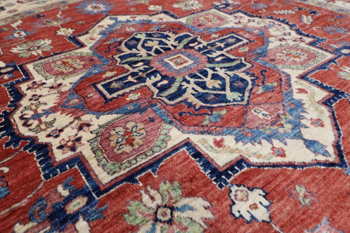 247 x 250 cm | Medallion Afghan Tribal Hand Knotted Wool Carpet