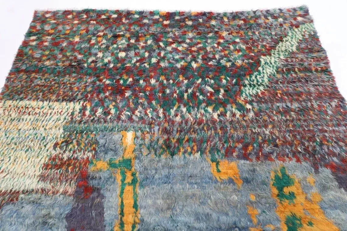 194 x 284 cm | Abstract Long Pile Afghan Tribal Hand Knotted Carpet