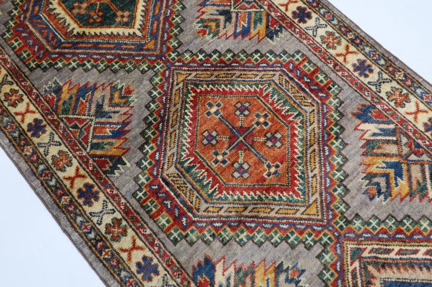 74 x 243 cm | Kazak Afghan Tribal Hand Knotted Wool Runner