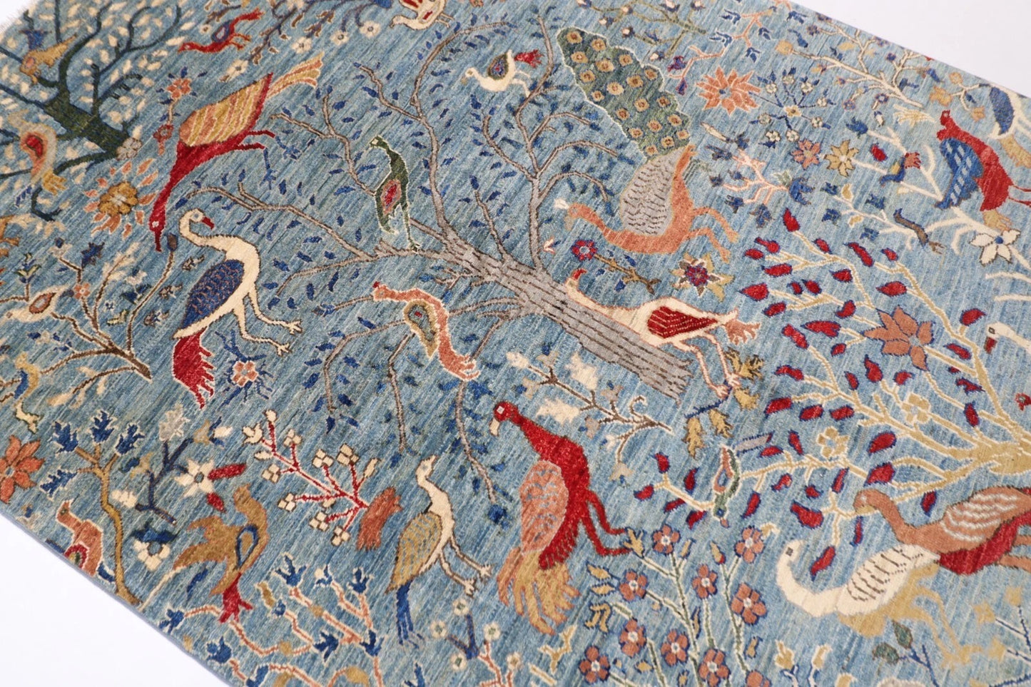 152 x 208 cm | Birds Afghan Tribal Hand Knotted Veg Dye Wool carpet