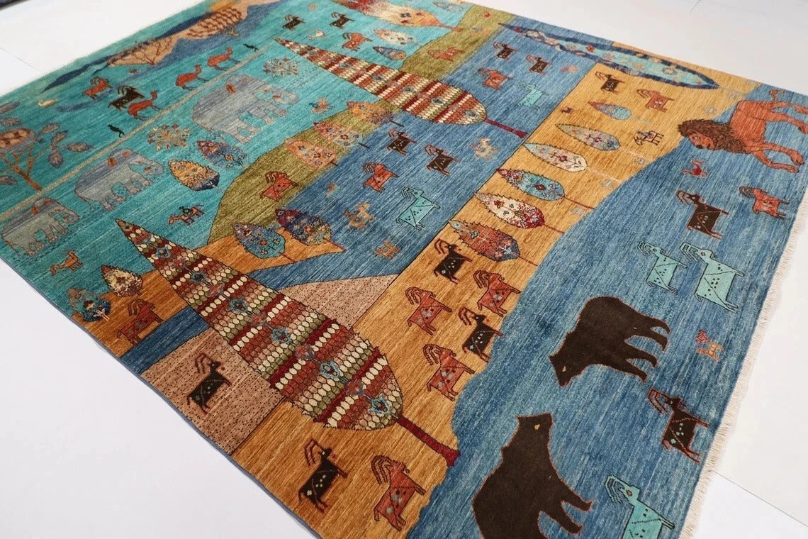 244 x 297 cm | Animal Paradise Afghan Tribal Hand Knotted Carpet