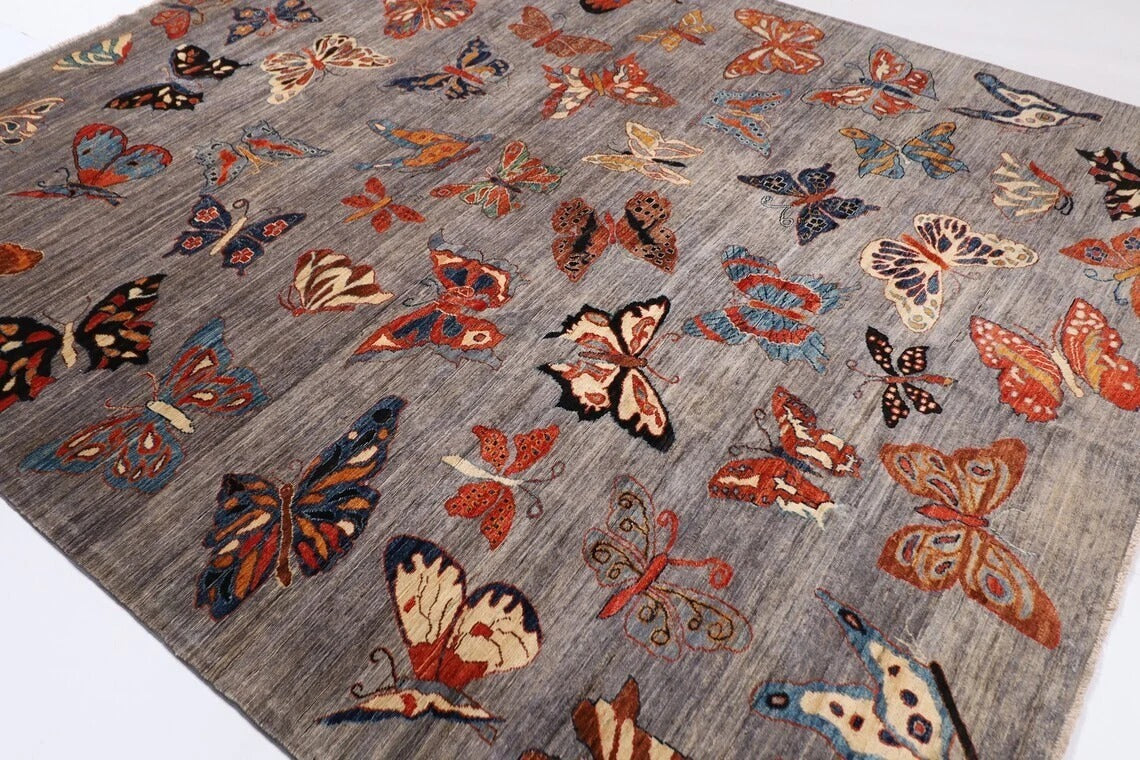 249 x 300 cm | Butterflies Afghan Tribal Hand Knotted Carpet