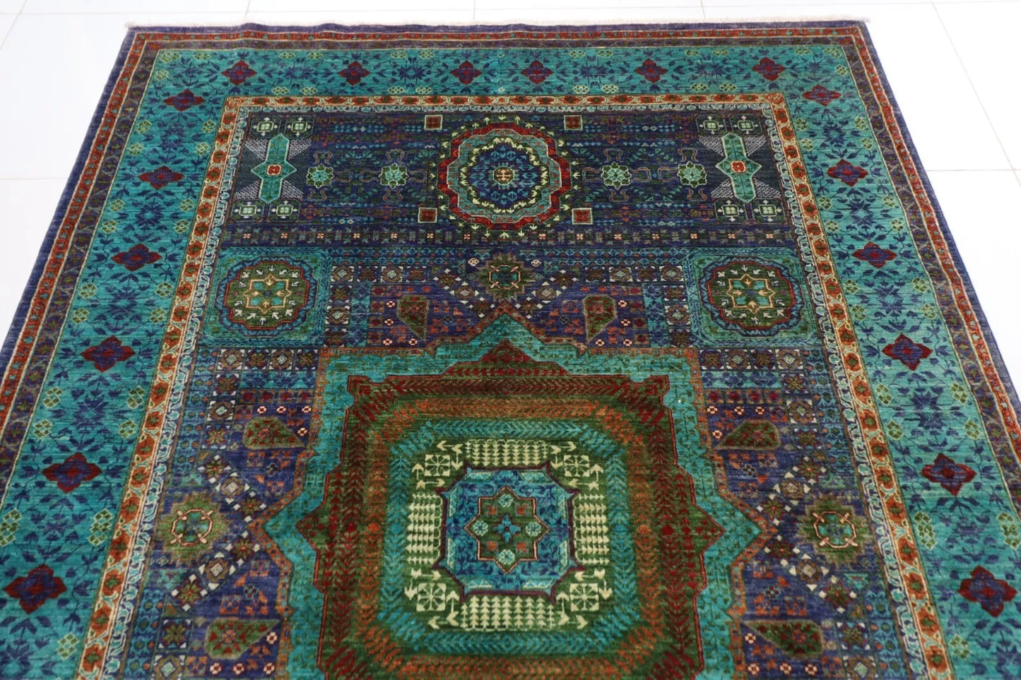 190 x 265 cm |  High Quality Mamluk Purple Afghan Tribal Hand Knotted Veg Dye Wool carpet