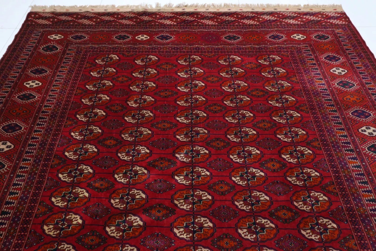 266 x 370 cm | Turkmen Bokhara Tribal Hand Knotted Carpet