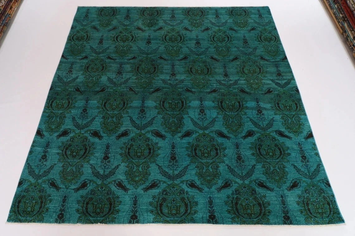 258 x 259 cm | Turquoise Afghan Tribal Hand Knotted Wool Round Carpet