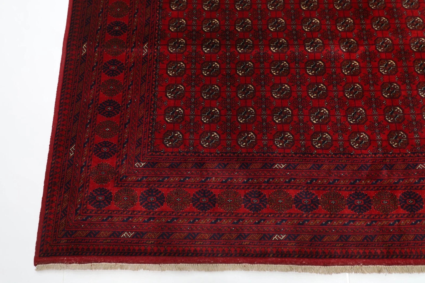 202 x 292 cm | Fine Mori Bokhara Afghan Tribal Hand Knotted Carpet